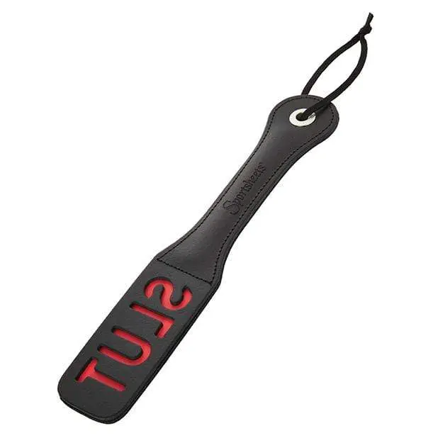 12-Inch Leather Paddle With Slut Impression Design – Sportsheets 1