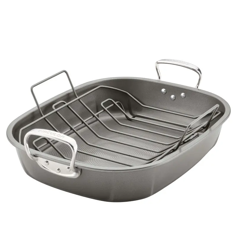 18" X 15" Oval Nonstick Roasting Pan With Rack 1