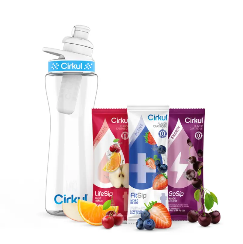 22Oz Plastic Bottle Starter Bundle: Lid + Three Flavor Cartridges 1