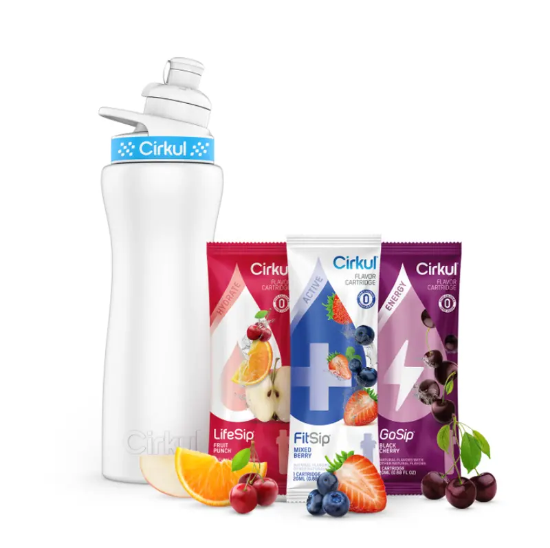 22Oz Stainless Steel Starter Bundle: Lid + Three Flavor Cartridges 1