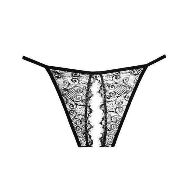 Allure Lingerie Adore Enchanted Belle Panty – Delicate Black Lace Crotchless Design (One Size) 1