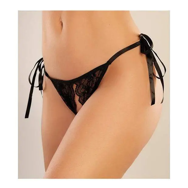 Allure Lingerie Adore Lolita Panty – Ruffled Black Crotchless Style (One Size) 1