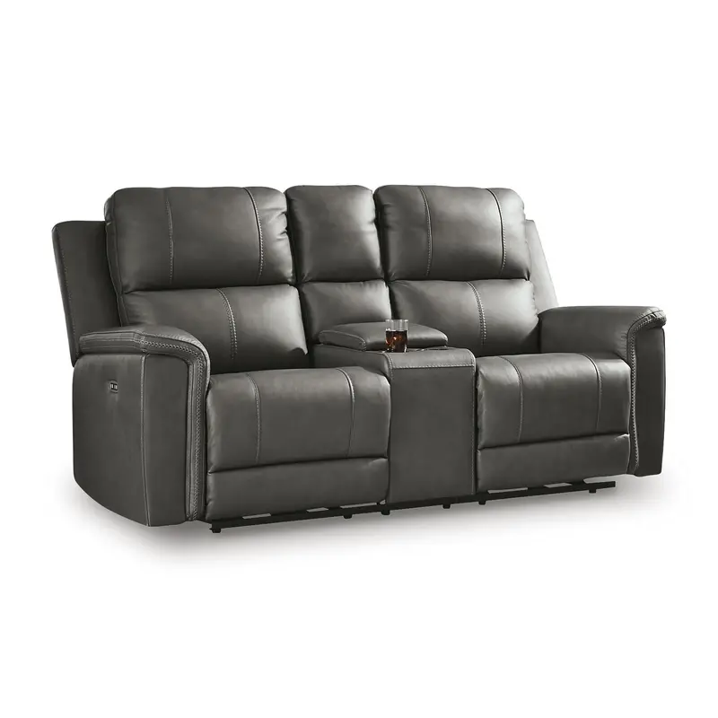 Ashley Bleckley Power Leather Loveseat With Center Console – Matchable Pcu1200018C 1