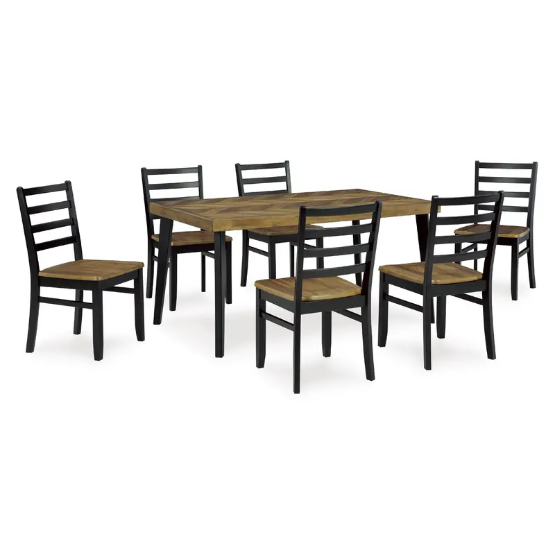 Ashley Blondon Rectangular Dining Table Set – Complete Wood Table & Chairs Bundle 1