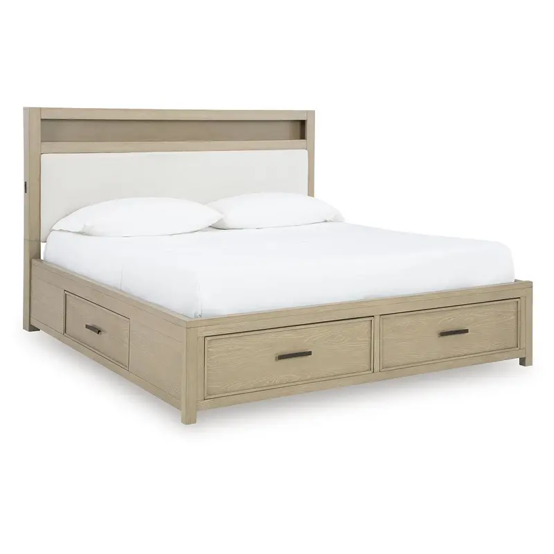 Ashley Calmoro California King Bookcase Bed – Spacious Storage Headboard Design (B602B9) 1