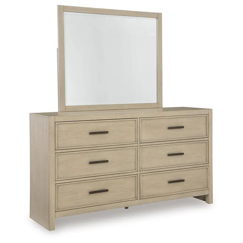 Ashley Calmoro Dresser And Matching Mirror Set – Rustic Modern Bedroom Collection (B602B1) 1