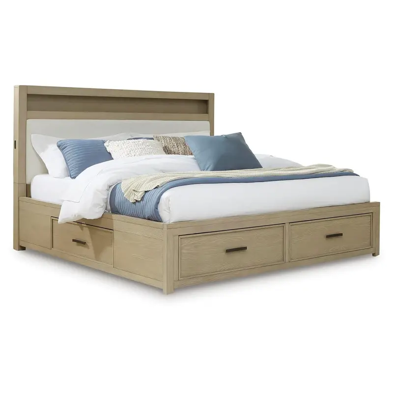 Ashley Calmoro Queen Bookcase Bed With Integrated Shelving – Wooden Bedroom Furniture (B602B4) 1