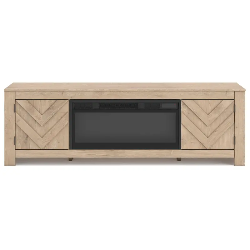 Ashley Cayboni W3787W1 71-Inch Modern Tv Stand Featuring Electric Fireplace 1