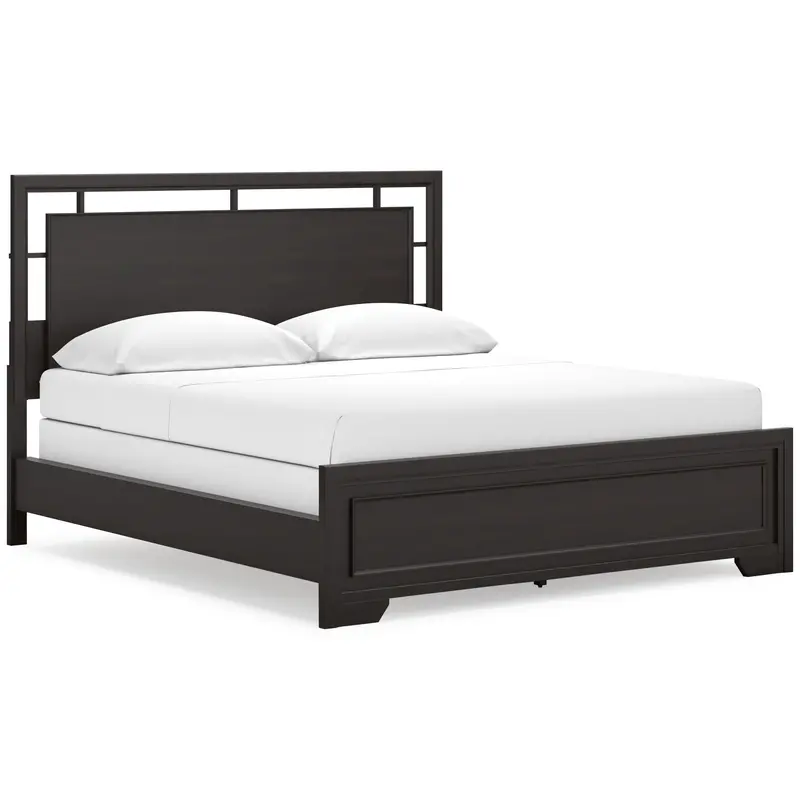 Ashley Covetown California King Panel Bed – Contemporary Wooden Bed With Slatted Headboard (Model B441B9) 1