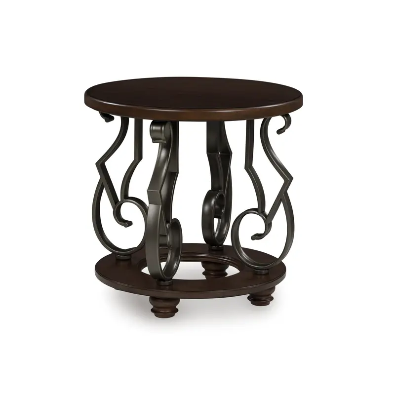 Ashley Frallyn T623-6 Round End Table – Compact Circular Side Table 1
