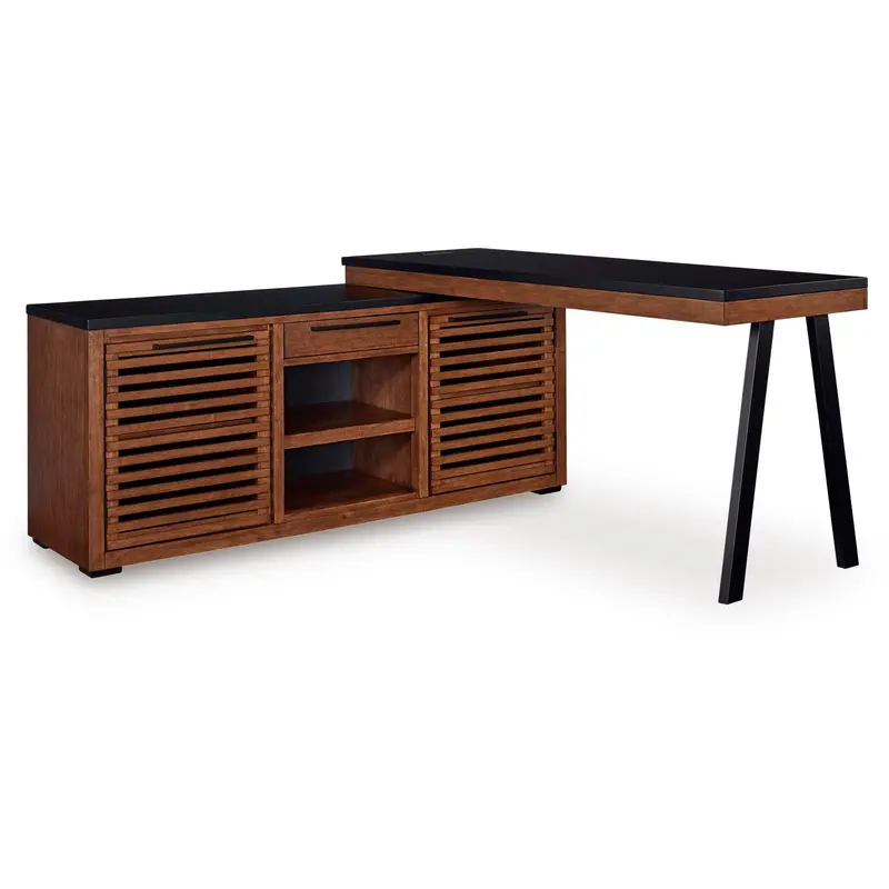 Ashley Kallari Credenza With Desk Return Extension – L-Shaped Office Storage Solution (H737H1) 1