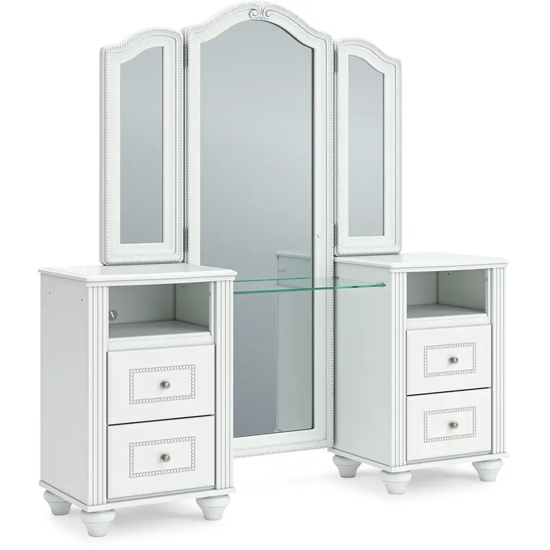 Ashley Kozlani Pcb1819 Vanity Set – 3-Piece Matching Dresser, Mirror & Stool Ensemble 1