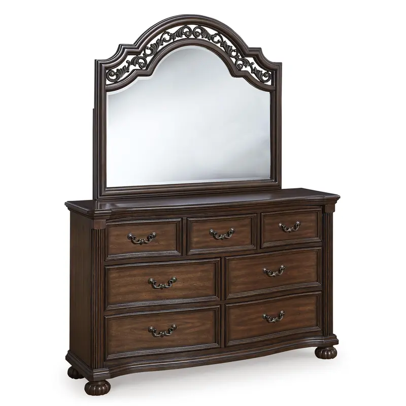 Ashley Lavinton Dresser And Mirror Combo – 7-Drawer Storage Unit With Beveled Mirror (Model B764B1) 1