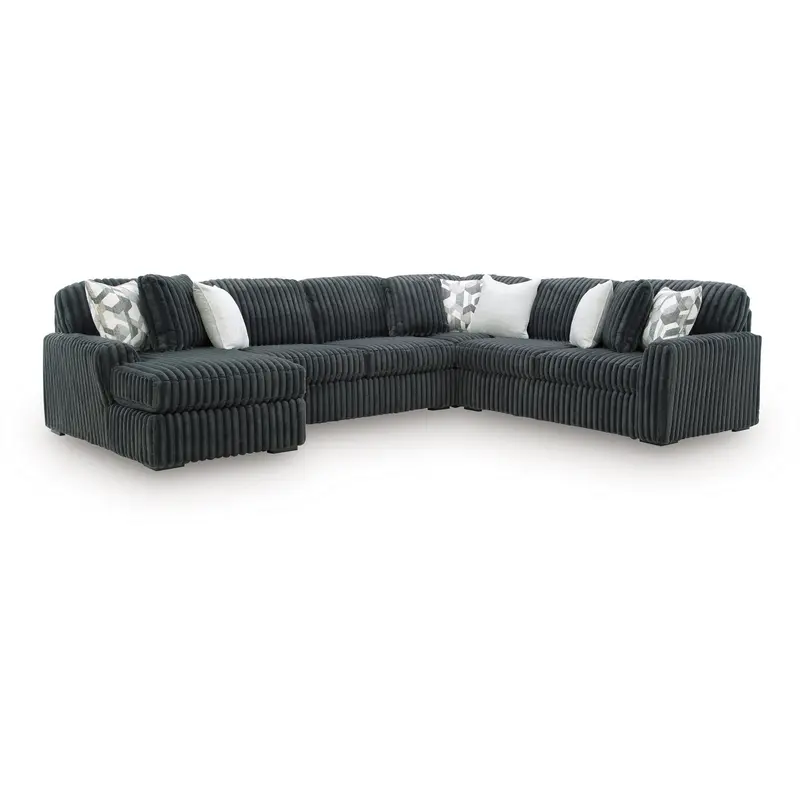 Ashley Midnight-Madness 4-Piece Sectional Sofa – L-Shaped With Chaise & Dark Gray Fabric 1