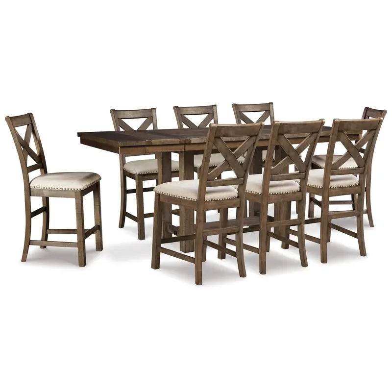 Ashley Moriville D631D12 Nine-Piece Counter-Height Dining Ensemble 1