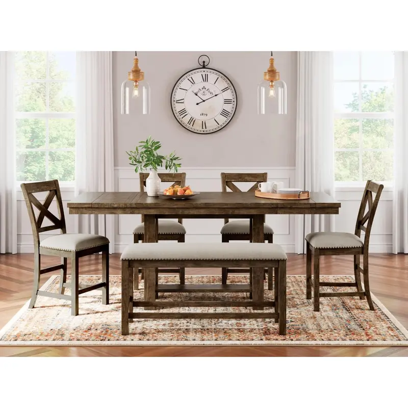 Ashley Moriville D631D3 Six-Piece Counter-Height Dining Collection 1