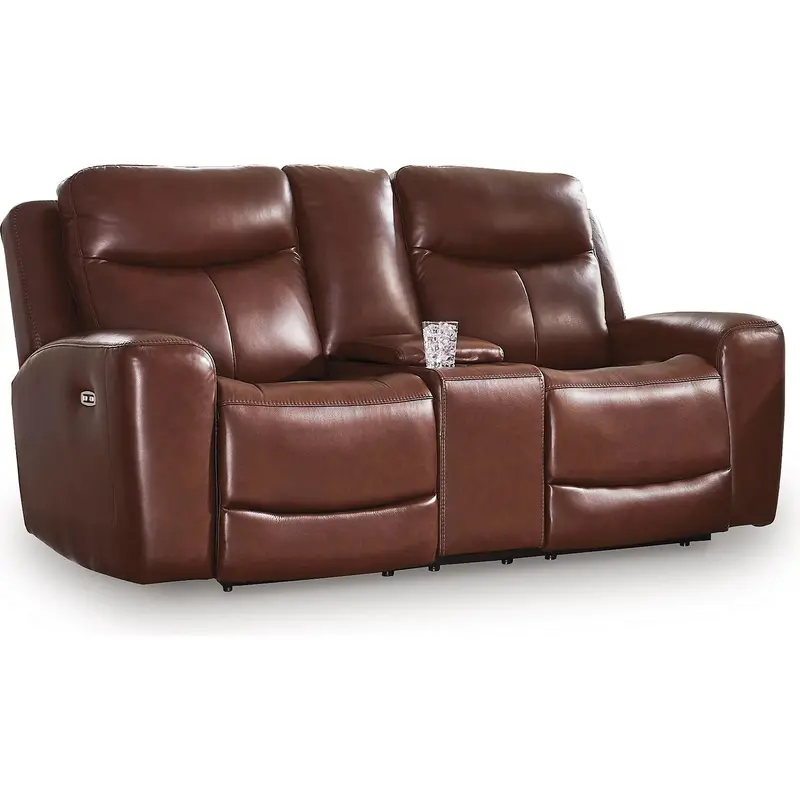 Ashley Next Move Power Leather Loveseat With Console – Matchable Pcu1210218C 1