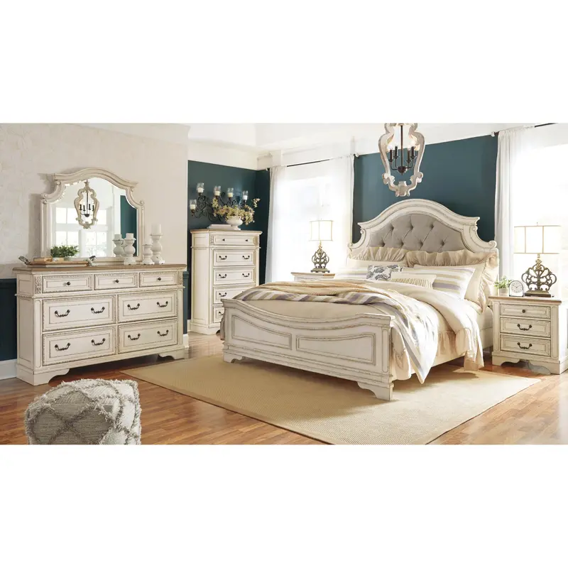 Ashley Realyn B743B23 King Upholstered Panel Bedroom Set – 6-Piece Collection 1