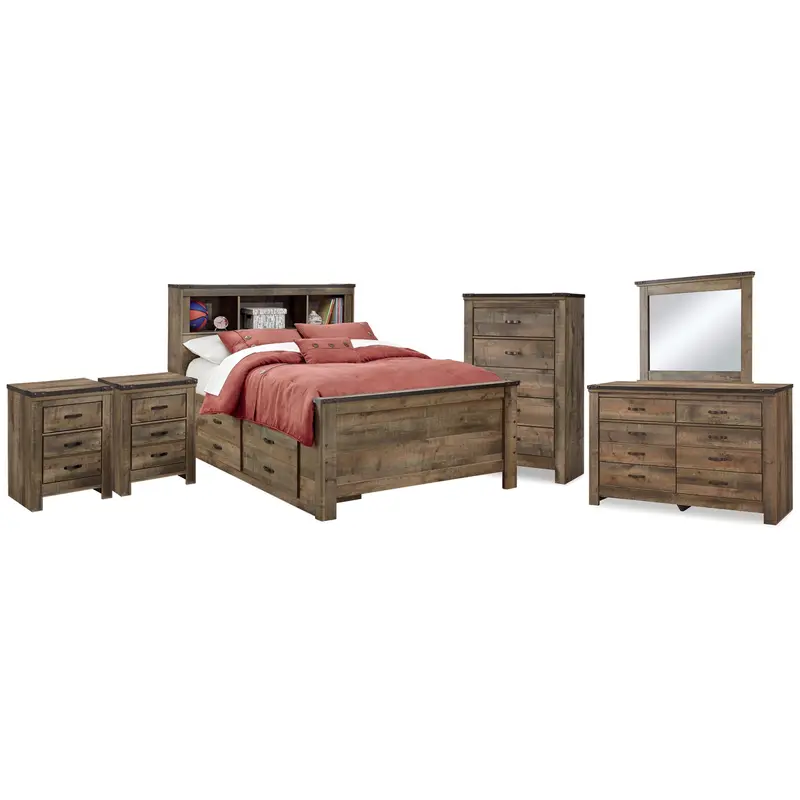 Ashley Trinell Bookcase Bedroom Set – 9-Piece Functional Storage-Focused Suite 1