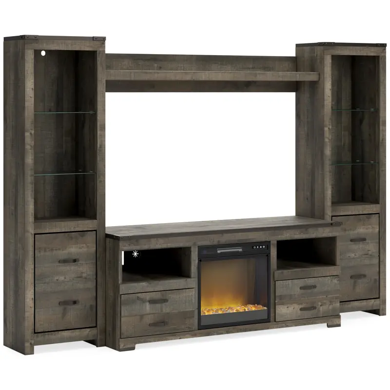 Ashley Trinell W446W10 Four-Piece Entertainment Center With Electric Fireplace 1