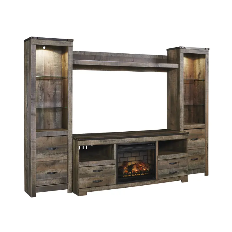Ashley Trinell W446W8 Modular Entertainment Center With Built-In Electric Fireplace 1