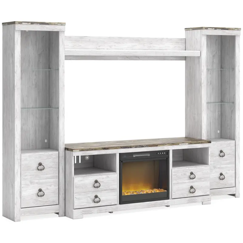 Ashley Willowton W267W4 Entertainment Unit (4-Piece) With Electric Fireplace 1