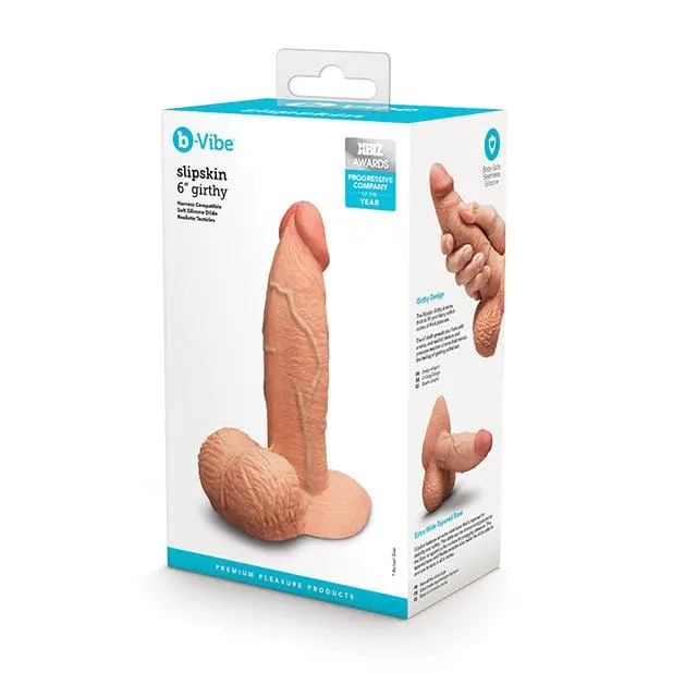 B-Vibe Slipskin Realistic 6-Inch Girthy Dildo – Mocha Finish 1