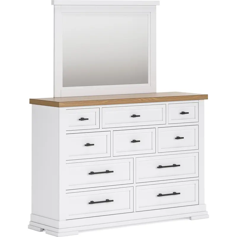 Benchcraft Ashbryn B844B1 Dresser And Matching Mirror – Modern Bedroom Combo 1