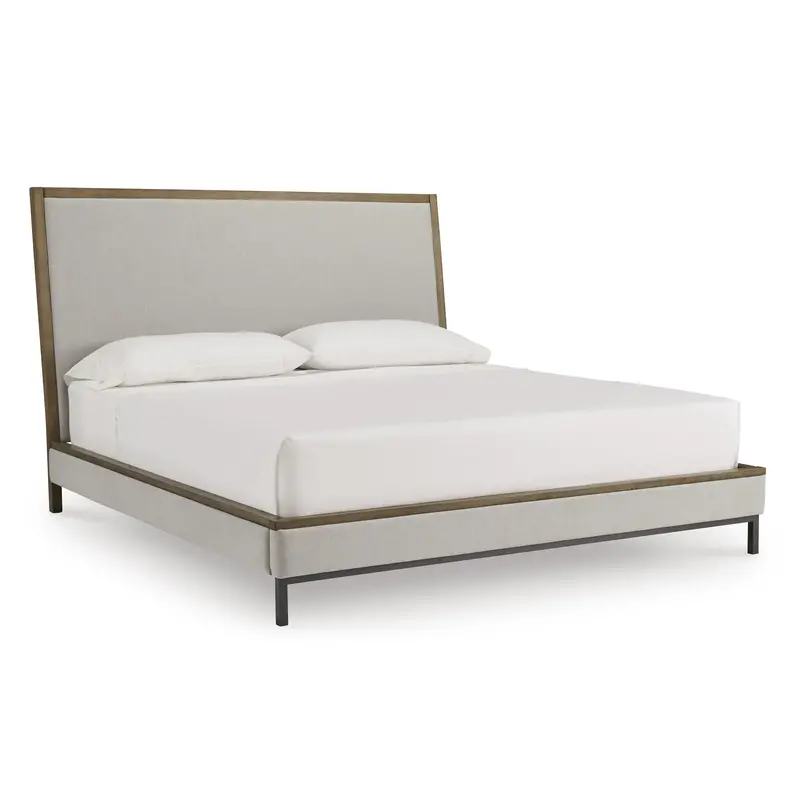 Benchcraft Tomtyn Upholstered King Bed – Modern Platform Bed With Soft-Textured Headboard 1