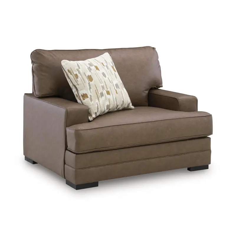 Benchcraft Villacourt Leather-Look Accent Chair – Compact Armchair With Nailhead Trim 1