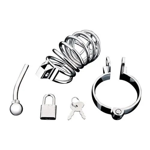 Blue Line Silver Urethral Play Chastity Cage 1