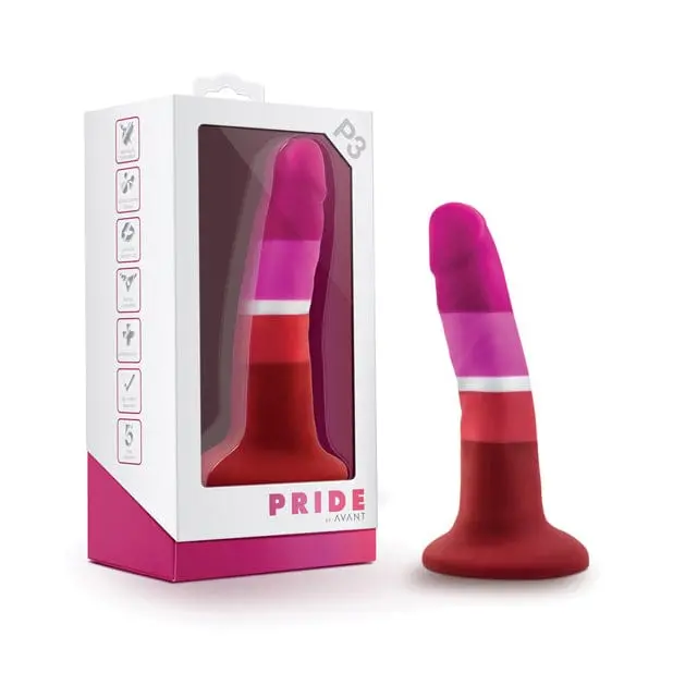 Blush Novelties Avant P3 Lesbian Pride Dildo – 5.5-Inch Colorful Rainbow Silicone Dong 1