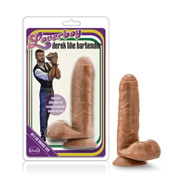 Blush Novelties Loverboy Derek The Bartender Dildo – 7-Inch Realistic Texture & Shape (Mocha) 1