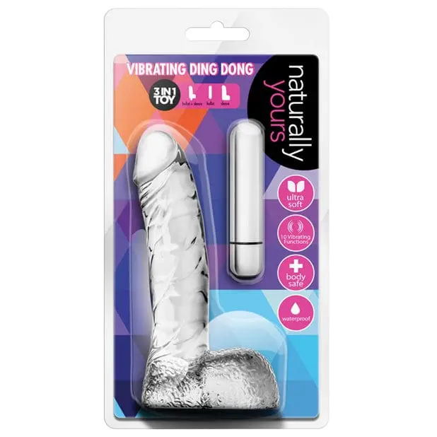 Blush Novelties Naturally Yours Ding Dong Vibrating Dildo – 6.5-Inch Lifelike Texture, Clear Finish 1