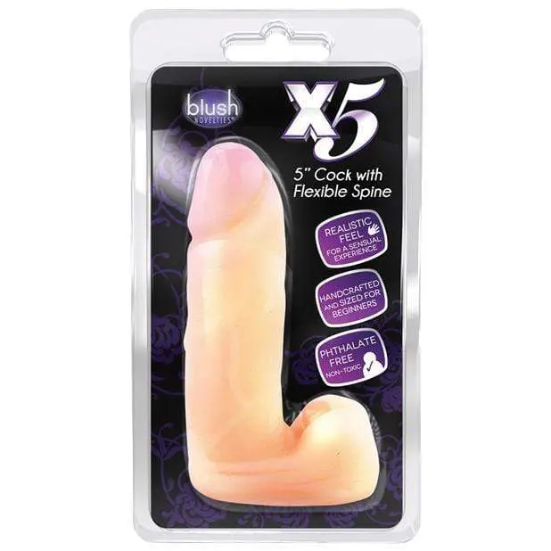Blush Novelties X5 Flexible Spine Dildo – Anatomically Designed 5-Inch Insertable (Beige) 1
