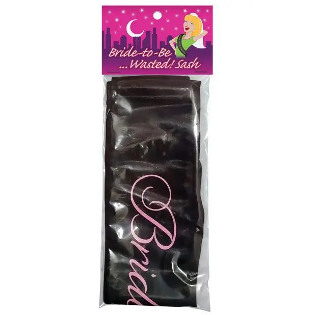 Bride-To-Be Wasted Sash – Black Party Accessory 1