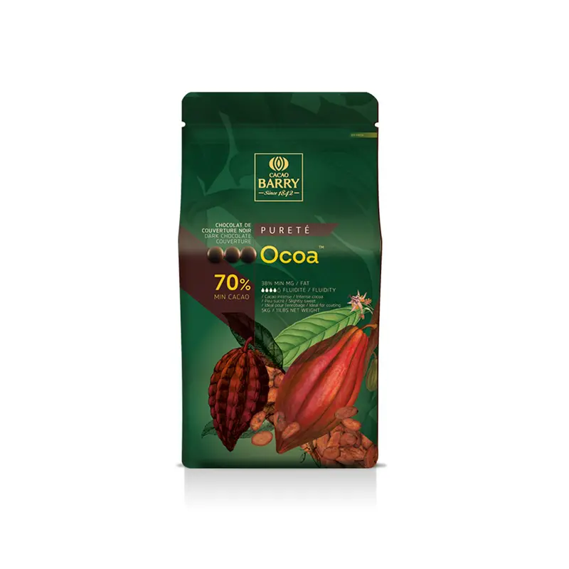 Cacao Barry Ocoa Dark Chocolate Couverture – 70% Cocoa, 1Kg Block 1