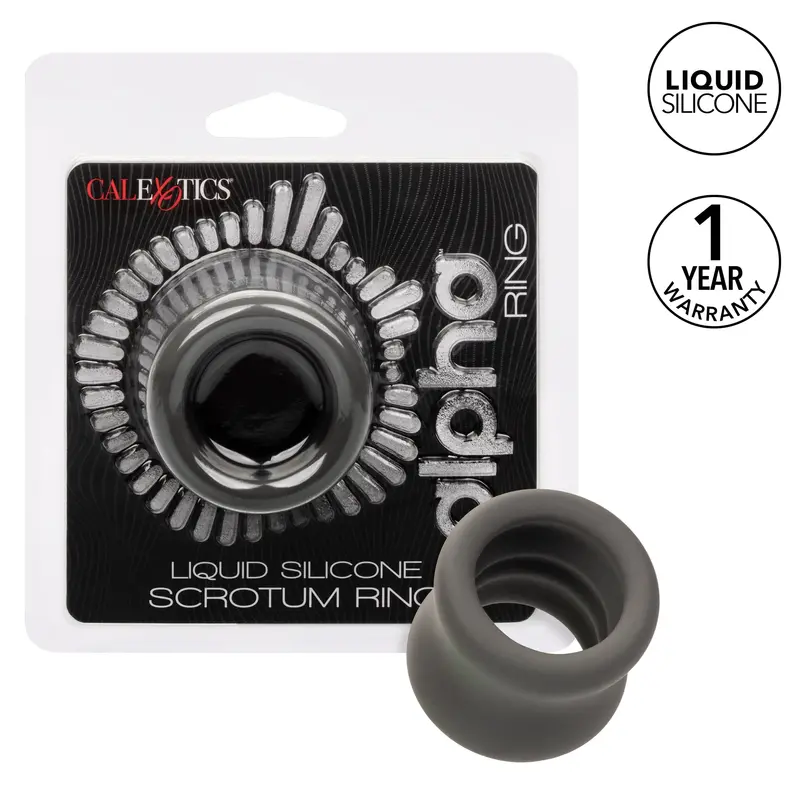 California Exotics Alpha Liquid Silicone Scrotal Cock Ring – Gray 1