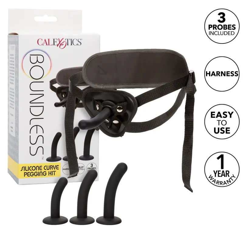 California Exotics Boundless Black Silicone Curve Pegging Strap-On Kit 1
