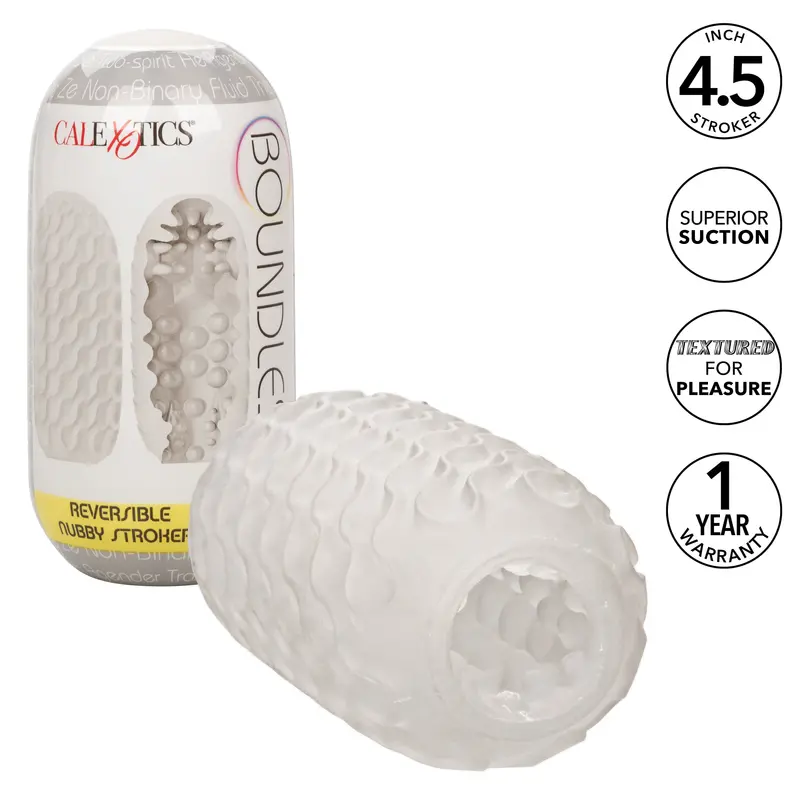 California Exotics Boundless Nubby Stroker — Dual-Texture Reversible Sleeve (White) 1