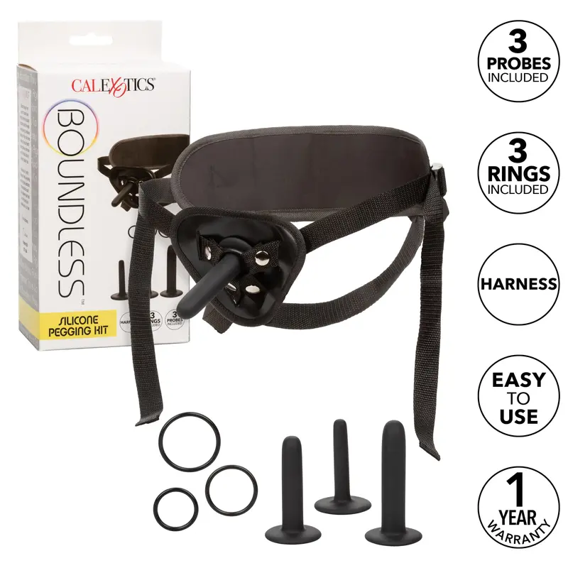 California Exotics Boundless Silicone Pegging Kit With Adjustable Strap-On Harness – Black 1