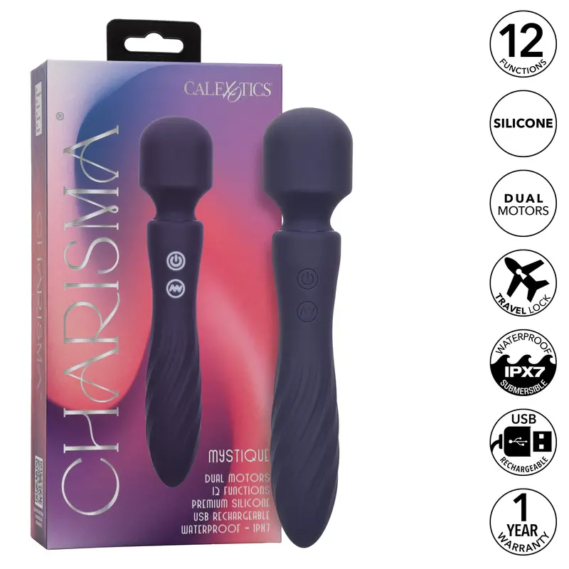 California Exotics Charisma Mystique Wand Massager – Deep-Tissue Dark Blue Vibrating Wand 1