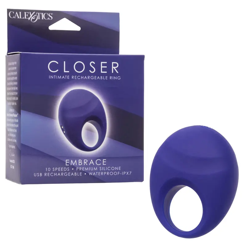 California Exotics Embrace Closer Rechargeable Silicone Cock Ring – Blue 1