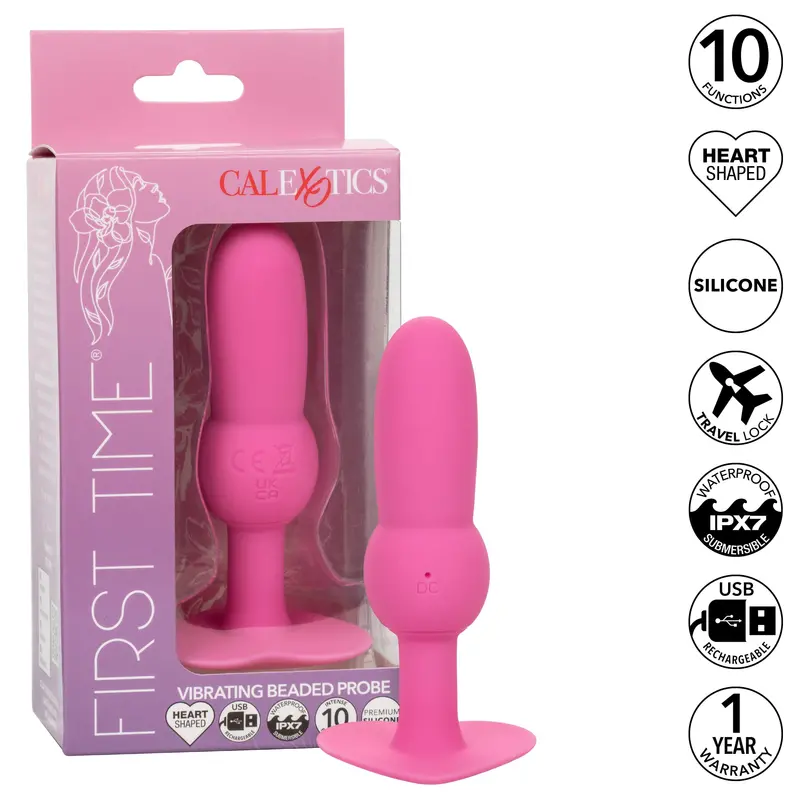 California Exotics First Time Vibrating Beaded Anal Plug – Gentle Pink Probe 1