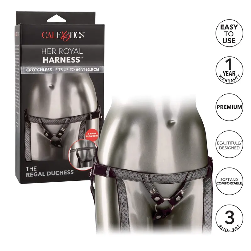 California Exotics Her Royal Duchess Strap-On – Elegant Black Harness System 1