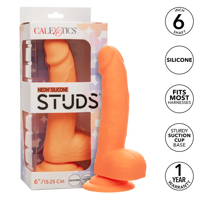 California Exotics Neon-Colored Realistic Silicone Dildo – 6" Textured Studded Design 1