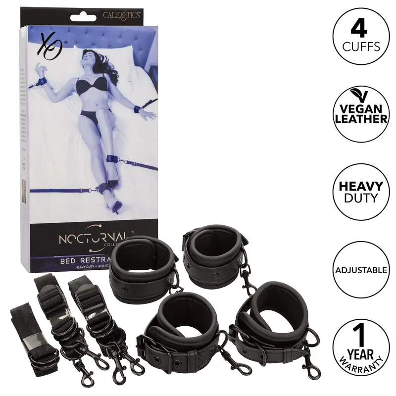 California Exotics Nocturnal Bed Restraint System – Secure Black Over-The-Bed Setup 1