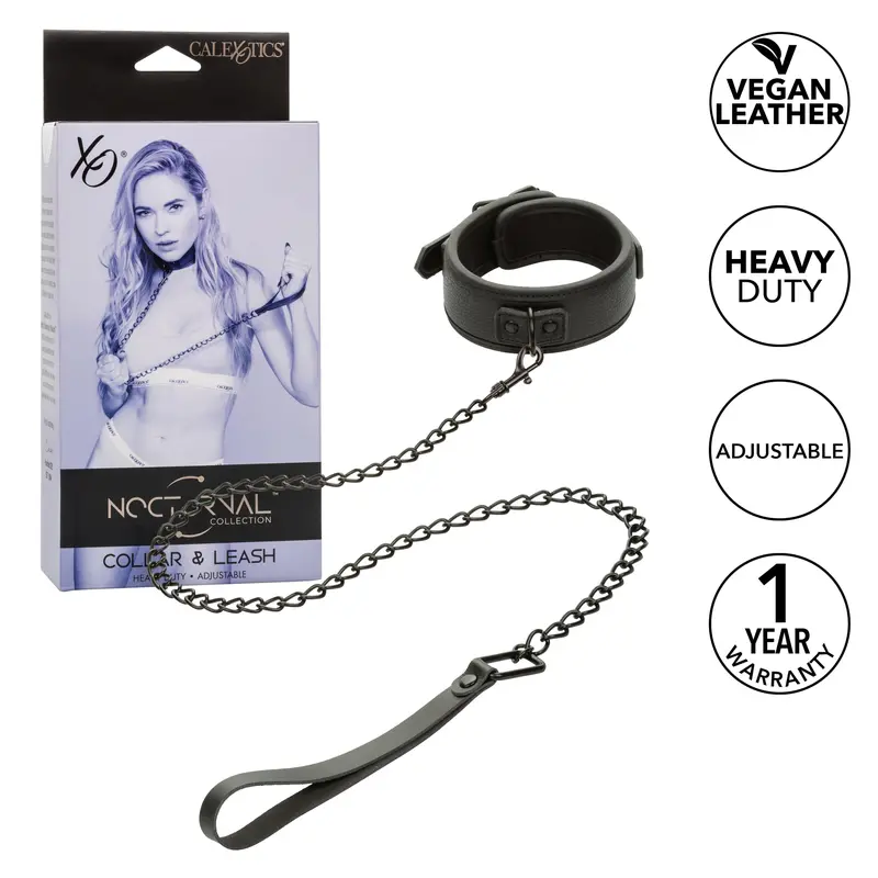 California Exotics Nocturnal Collar And Leash Kit – Minimalist Black Set 1