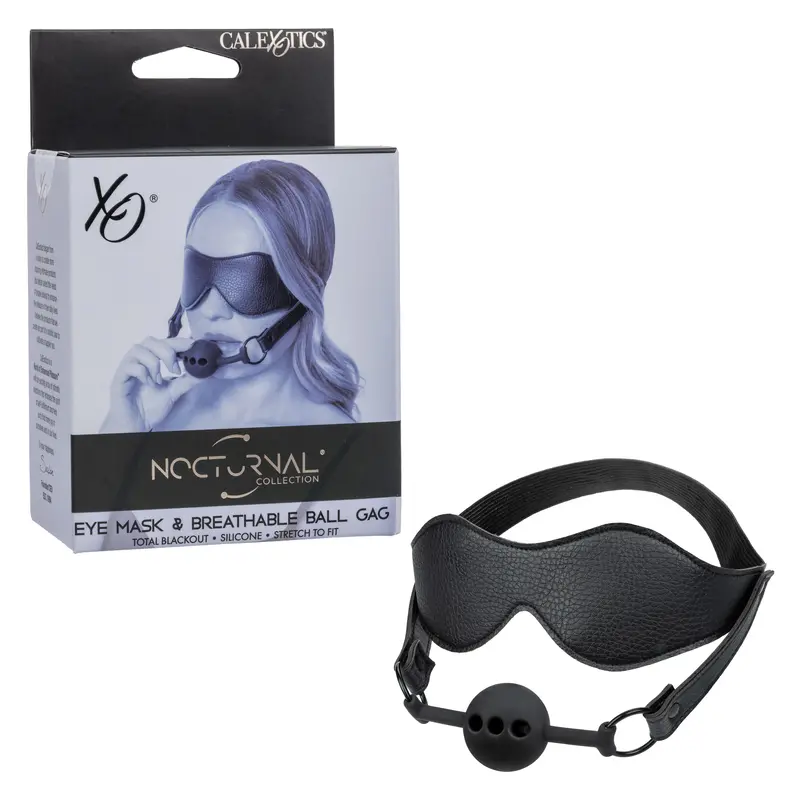 California Exotics Nocturnal Collection Dual-Function Eye Mask & Breathable Ball Gag – Black 1