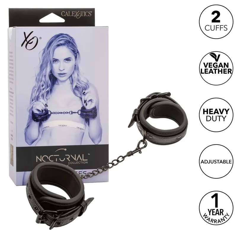 California Exotics Nocturnal Wrist Cuffs – Sleek Black Bondage Gear 1